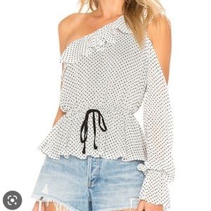 Tularosa One Shoulder Polka Dot Top